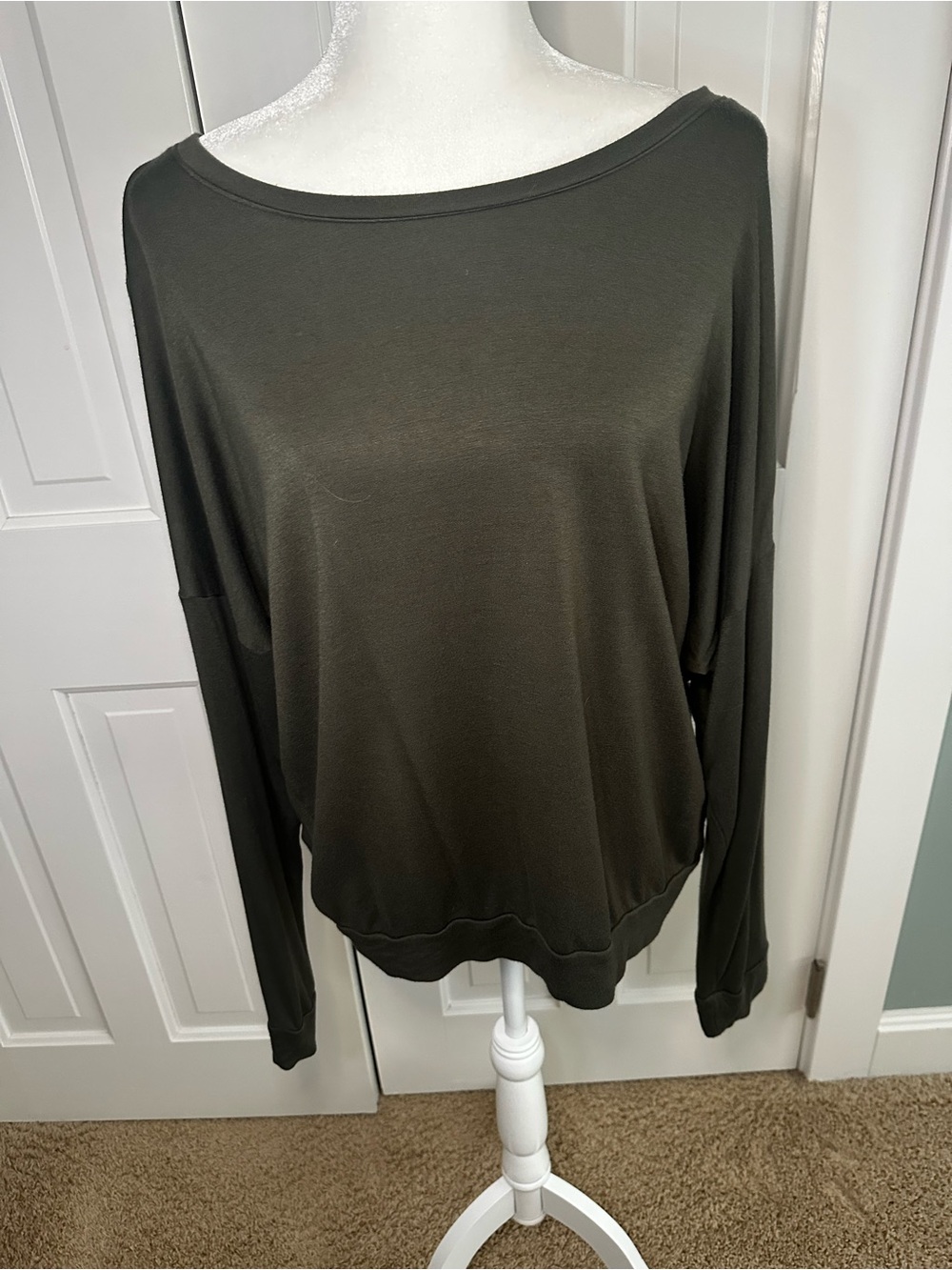 Double Zero Olive Boatneck Long Sleeve Top